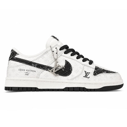 LV x Nike Dunk Low Sneaker in Black and White Monogram Canvas