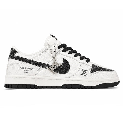 LV x Nike Dunk Low Sneaker in Black and White Monogram Canvas