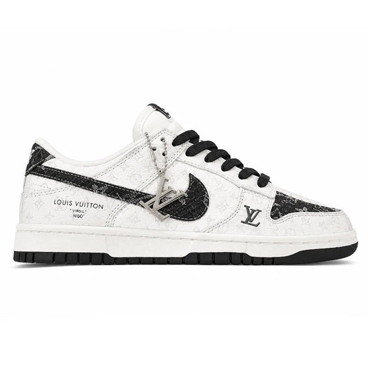 LV x Nike Dunk Low Sneaker in Black and White Monogram Canvas