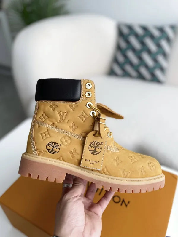 LV x Timberland 6-In High End Ankle Wheat Monogram Custom Boot