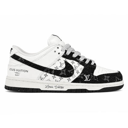 LV x Nike SB Dunk Low White Black Denim Monogram Sneaker