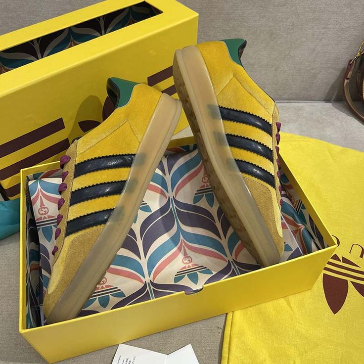 Adidas x Gucci Gazelle ‘Yellow  Velvet Green’