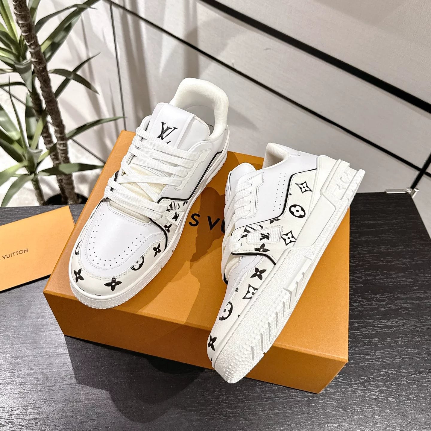 LV Trainer Sneaker   Monogram White Black
