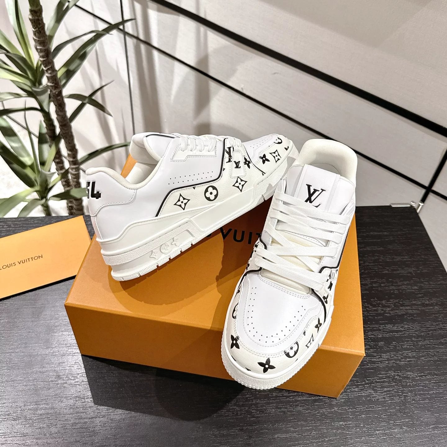 LV Trainer Sneaker   Monogram White Black