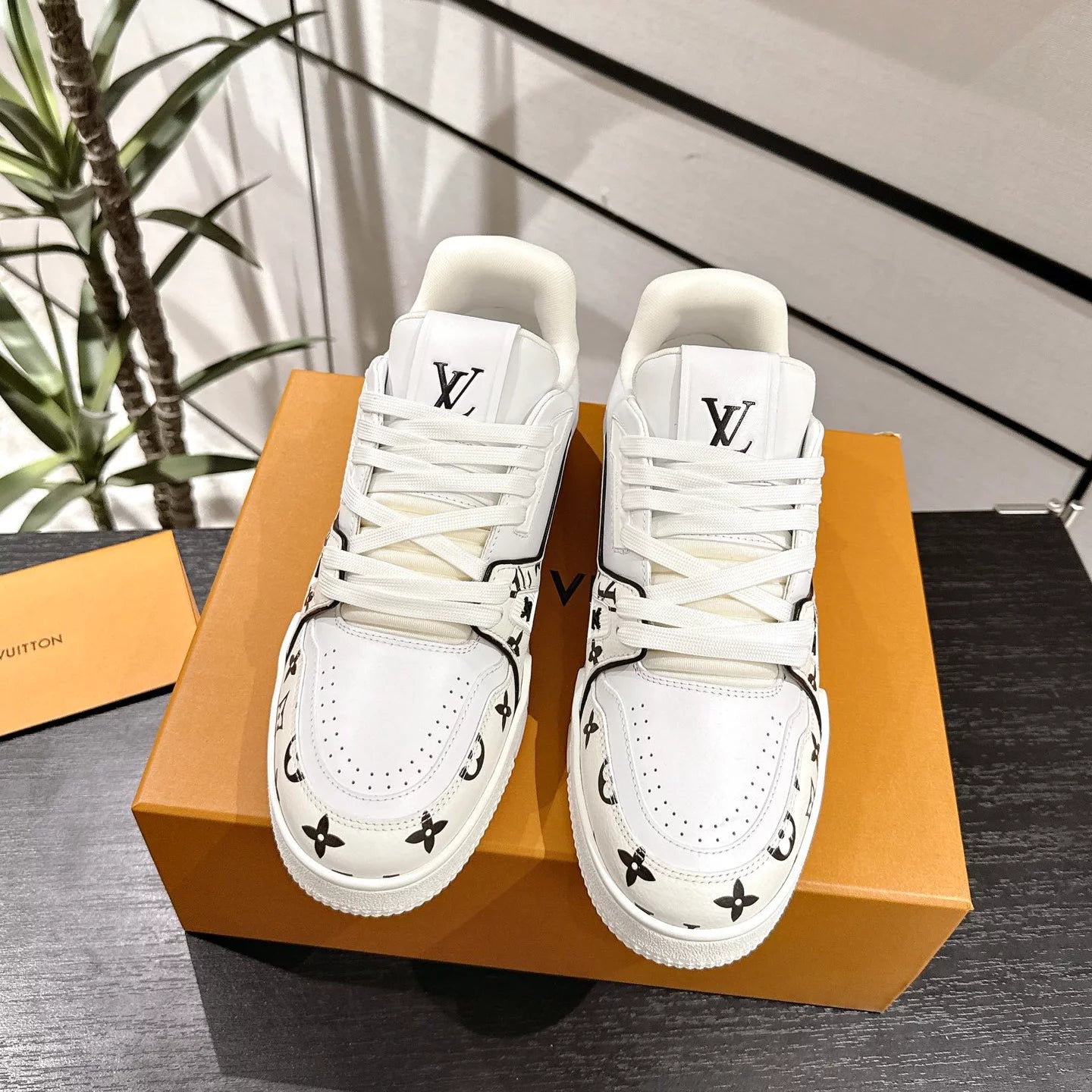 LV Trainer Sneaker   Monogram White Black