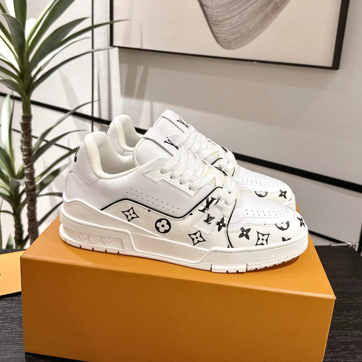 LV Trainer Sneaker   Monogram White Black