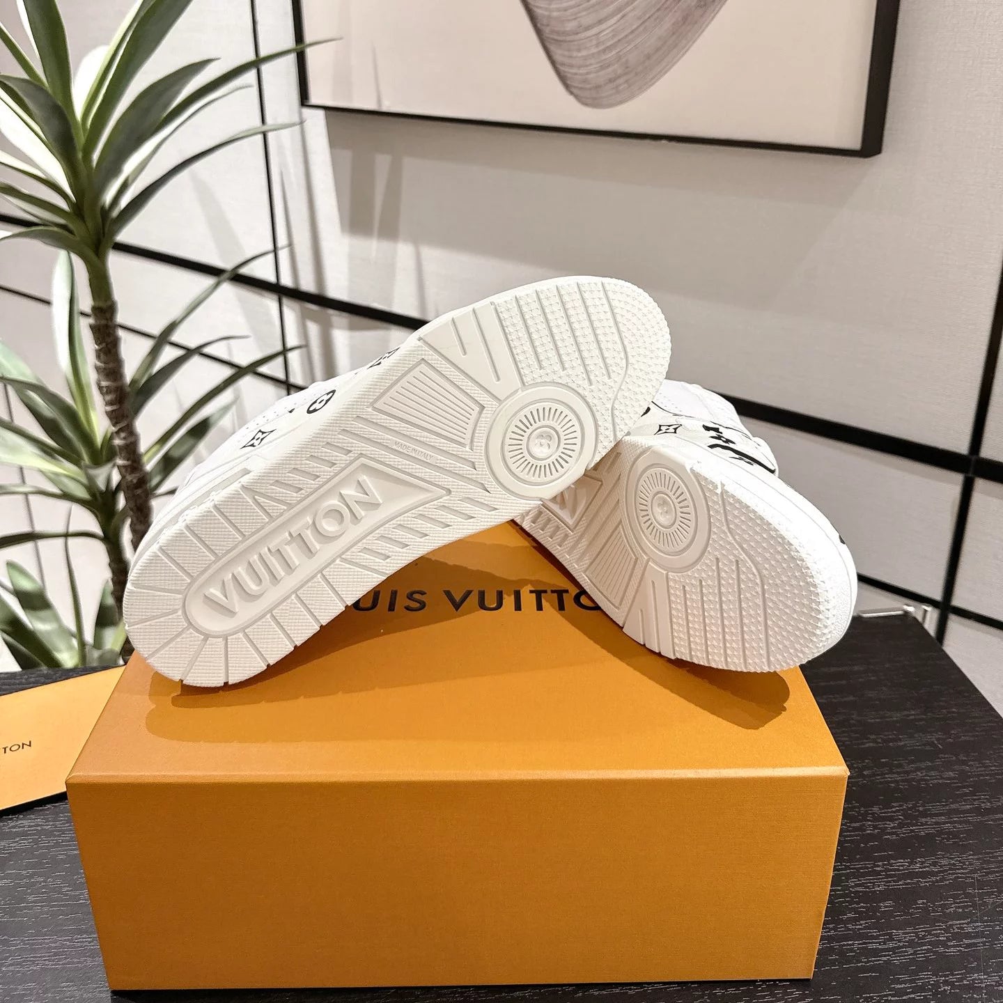 LV Trainer Sneaker   Monogram White Black