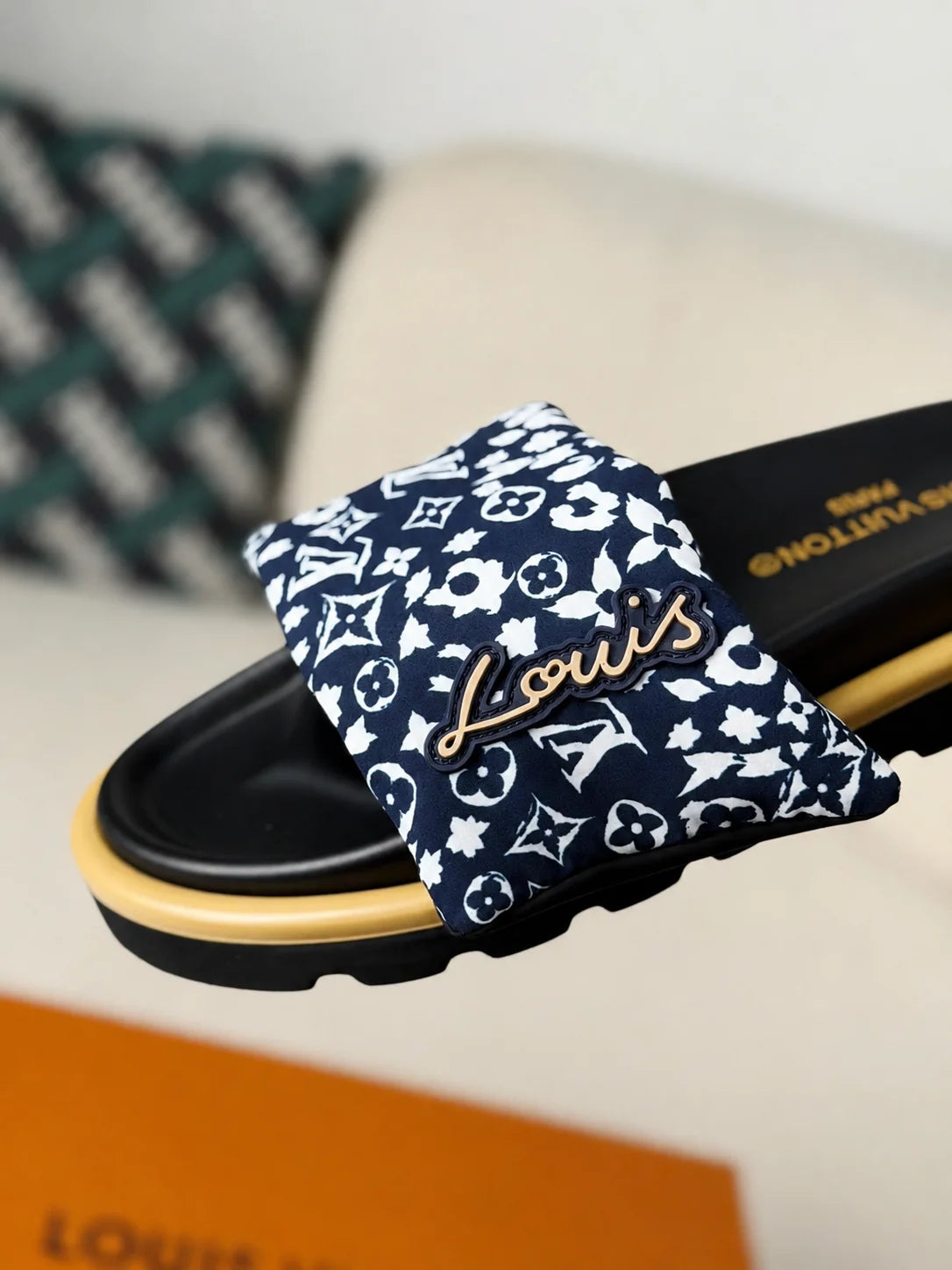 LV Pool Pillow Flat Comfort Mule Blue