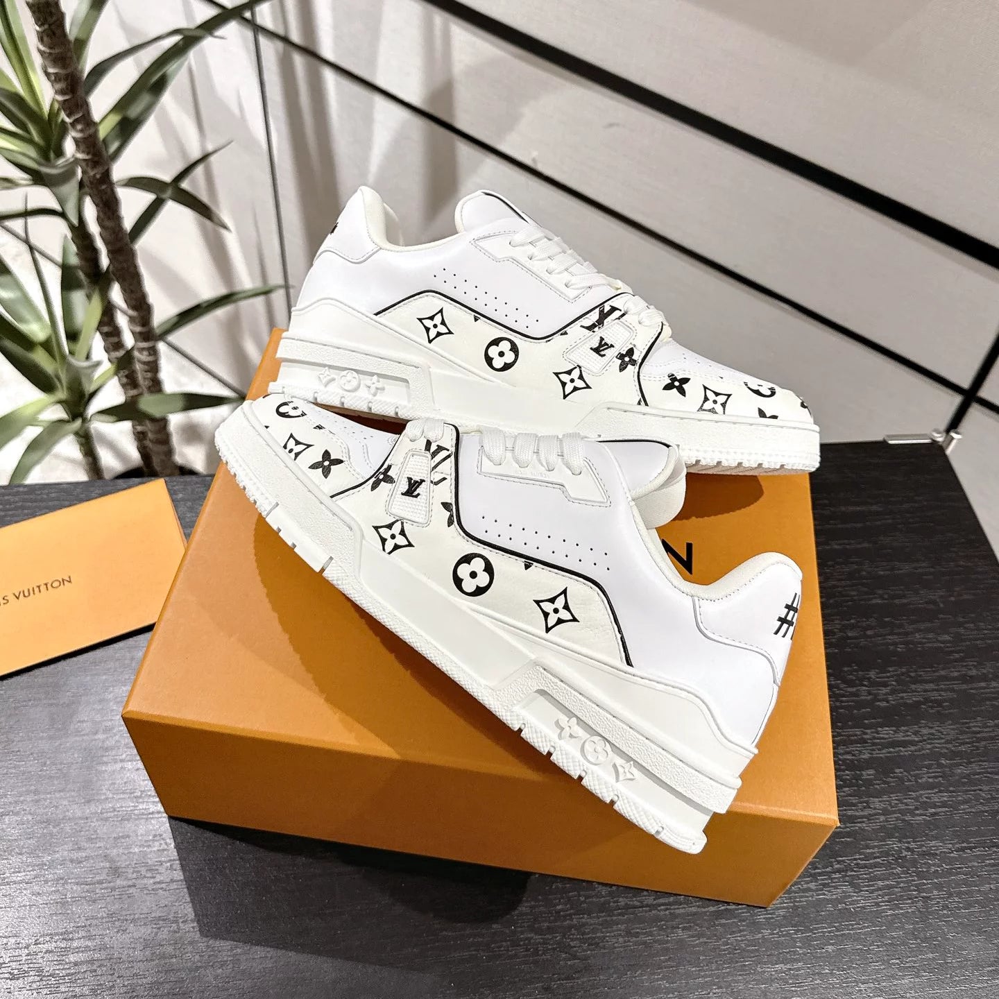 LV Trainer Sneaker   Monogram White Black