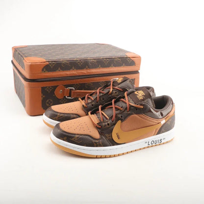 Nike Air Jordan 1 x LV Low Custom – Brown/Gold Monogram