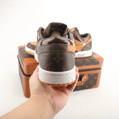 Nike Air Jordan 1 x LV Low Custom – Brown/Gold Monogram