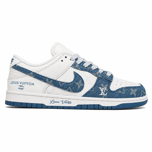 Louis Vuitton LV x Nike SB Dunk Low White Blue Denim Monogram