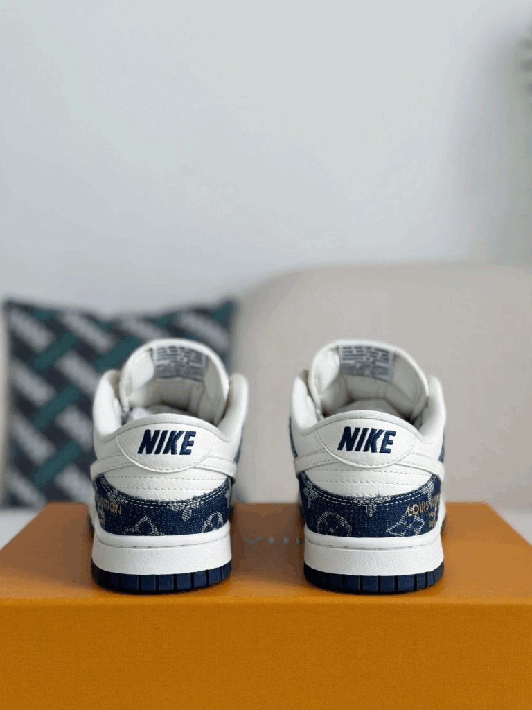 Nike Air Jordan x LV Mixed Monogram White & Blue Denim Edition (Dunk Low Custom)
