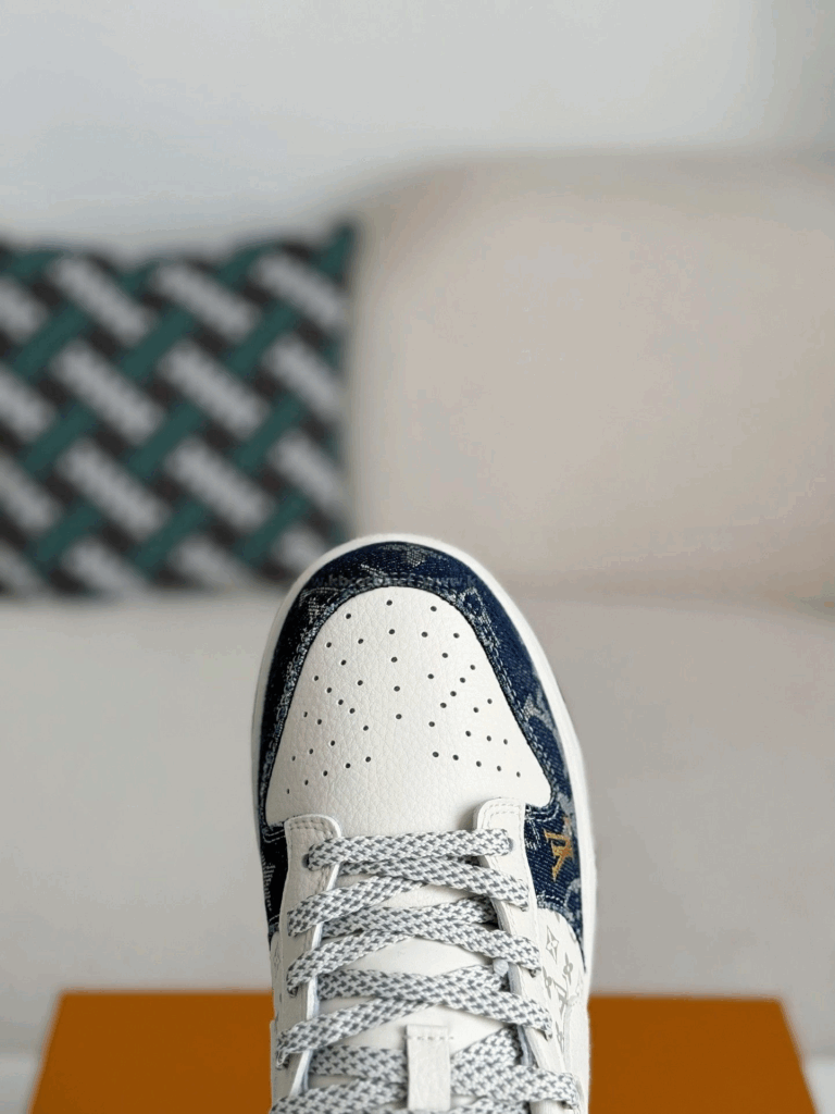Nike Air Jordan x LV Mixed Monogram White & Blue Denim Edition (Dunk Low Custom)