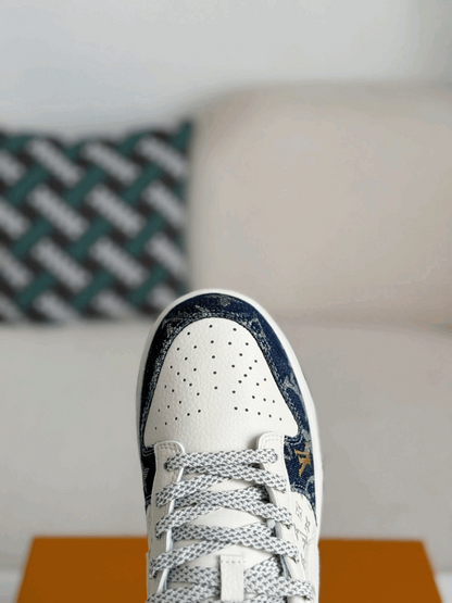 Nike Air Jordan x LV Mixed Monogram White & Blue Denim Edition (Dunk Low Custom)