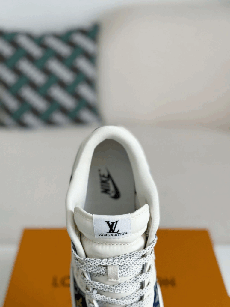 Nike Air Jordan x LV Mixed Monogram White & Blue Denim Edition (Dunk Low Custom)
