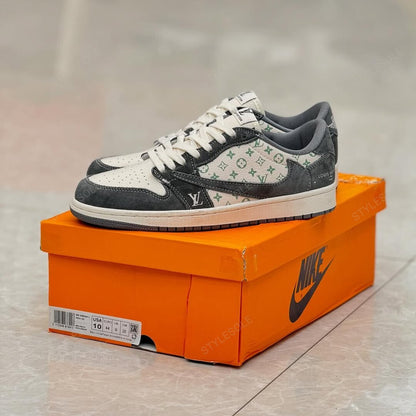 Louis Vuitton x Nike Air Jordan 1 Low "Green Monogram Suede" (Custom)