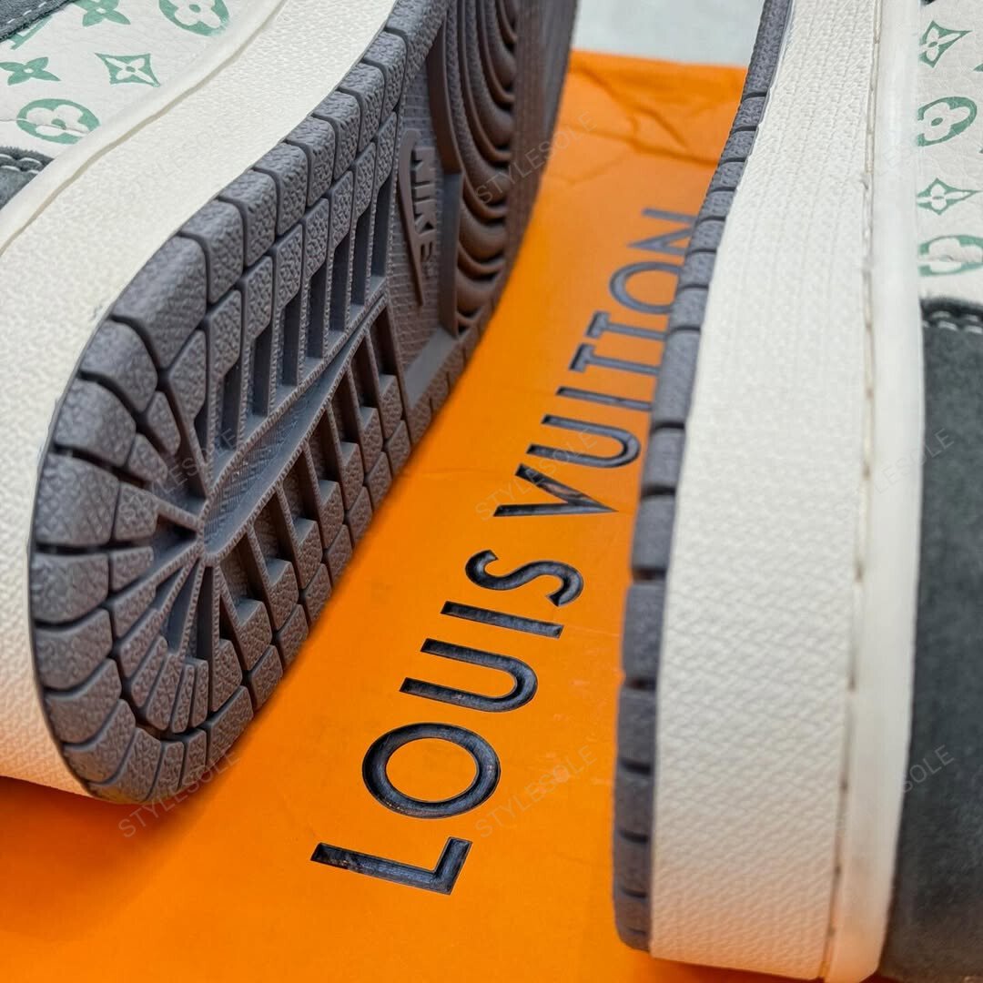 Louis Vuitton x Nike Air Jordan 1 Low "Green Monogram Suede" (Custom)
