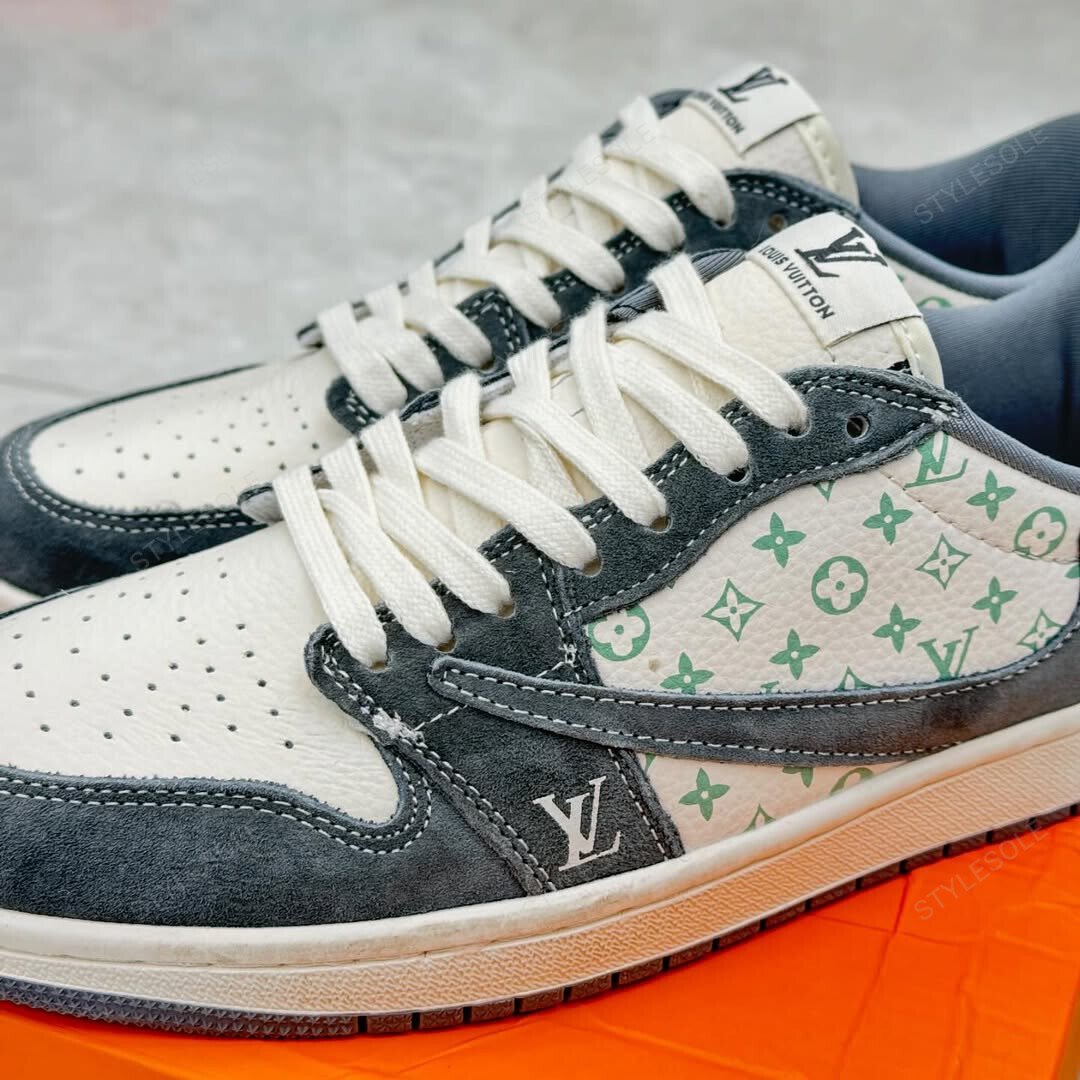 Louis Vuitton x Nike Air Jordan 1 Low "Green Monogram Suede" (Custom)
