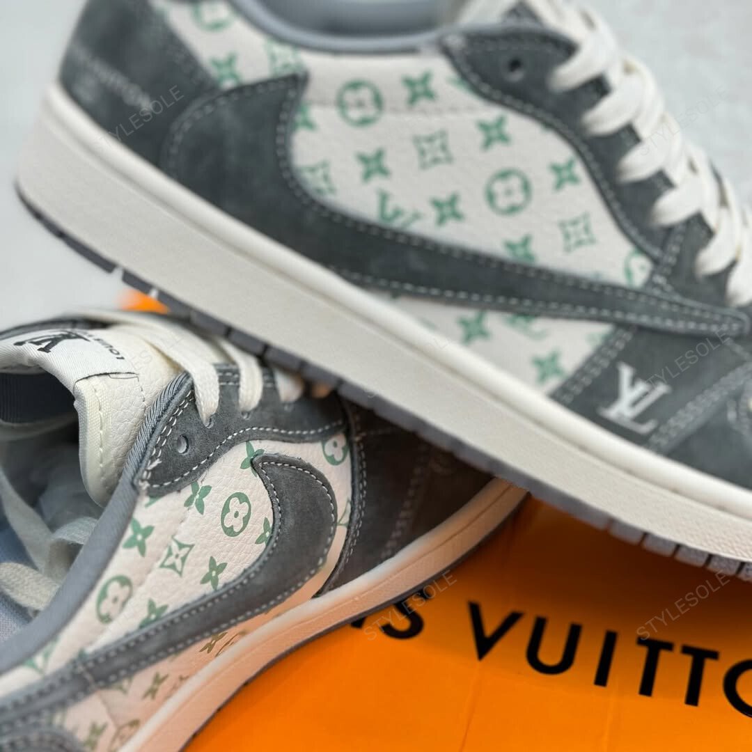 Louis Vuitton x Nike Air Jordan 1 Low "Green Monogram Suede" (Custom)