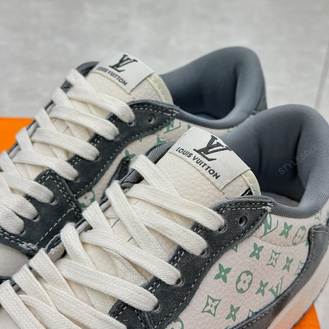 Louis Vuitton x Nike Air Jordan 1 Low "Green Monogram Suede" (Custom)
