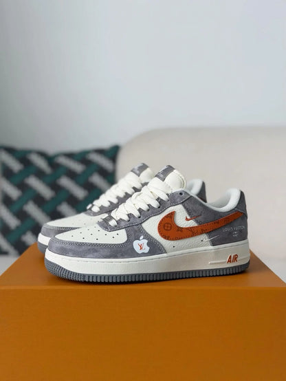 LV x Nike Air Force 1 Low “Grey Monogram Orange Swoosh”