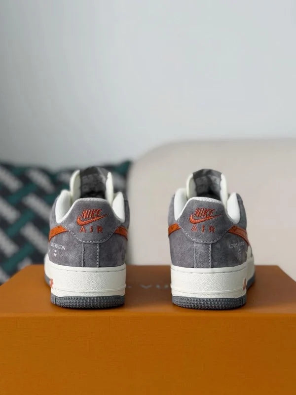 LV x Nike Air Force 1 Low “Grey Monogram Orange Swoosh”