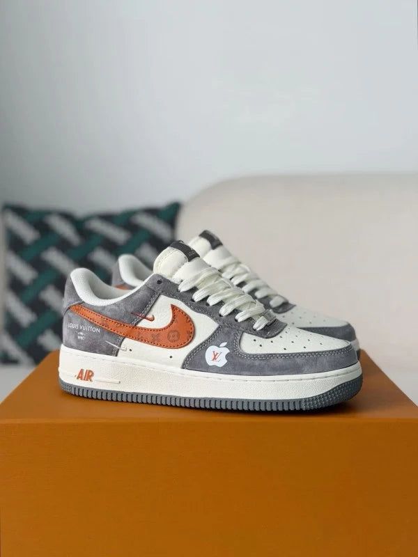 LV x Nike Air Force 1 Low “Grey Monogram Orange Swoosh”