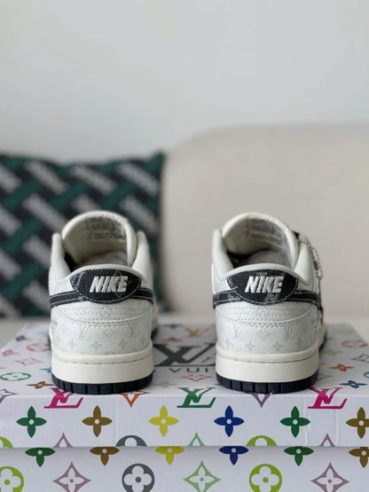 LV x Nike Dunk Low Sneaker in Black and White Monogram Canvas