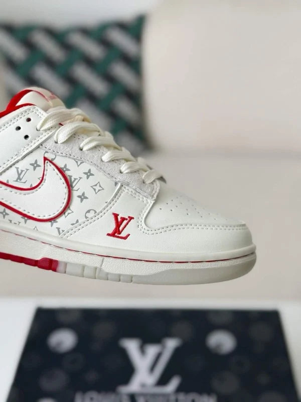 LV x Nike Dunk Low “Nike By You” Custom Sneaker Red White