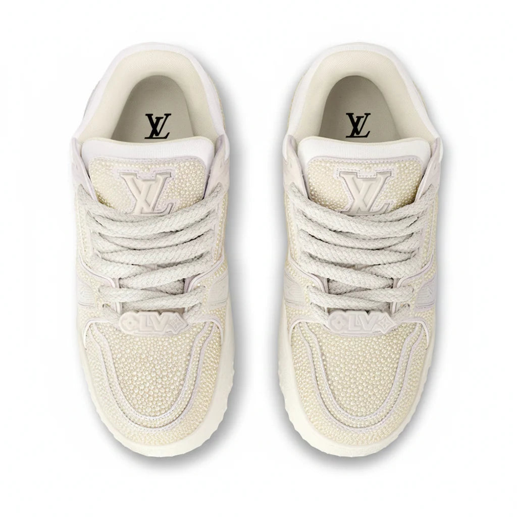 LV Maxi Trainers with Swarovski Crystals White