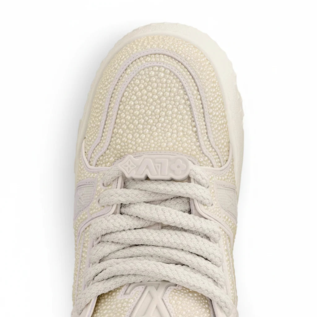 LV Maxi Trainers with Swarovski Crystals White