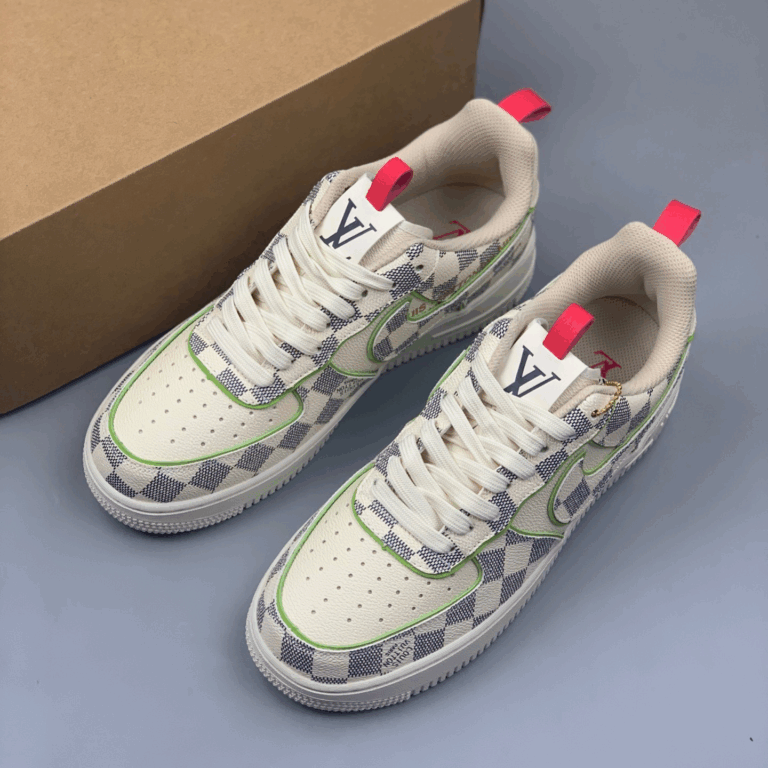 LV x Nike Air Force 1 – Damier Green Outline