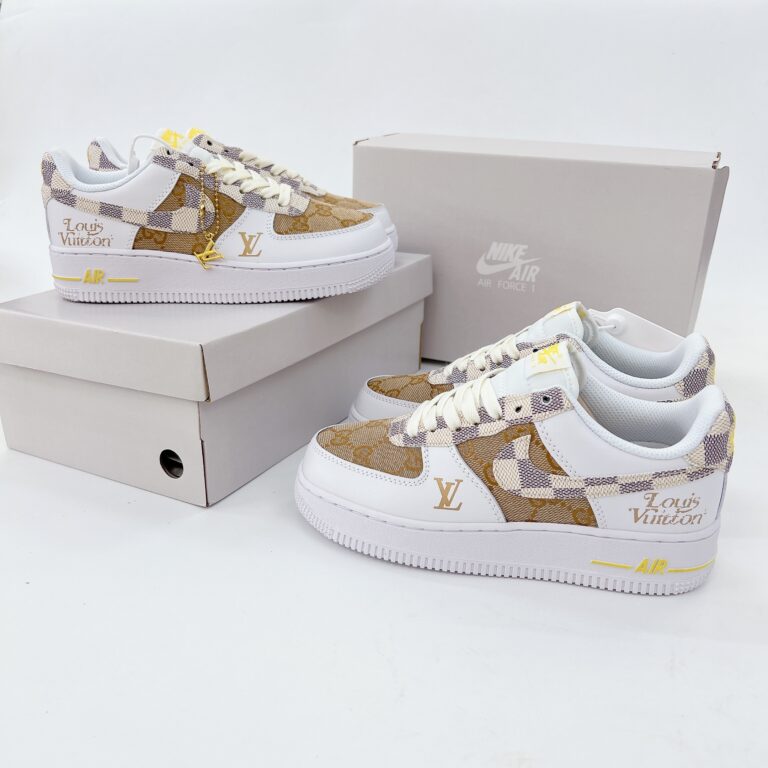 LV x Nike Air Force 1 White Brown