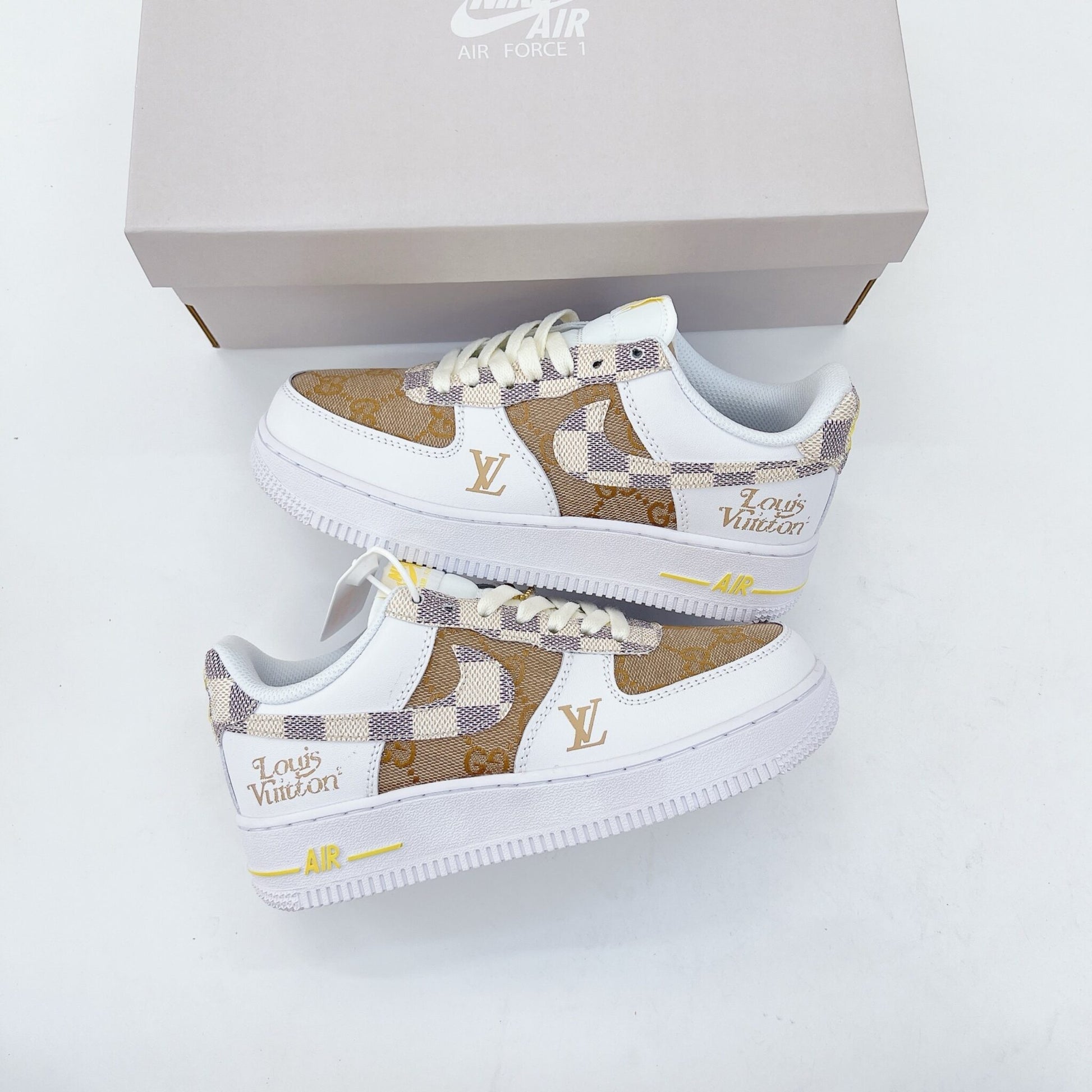 LV x Nike Air Force 1 White Brown