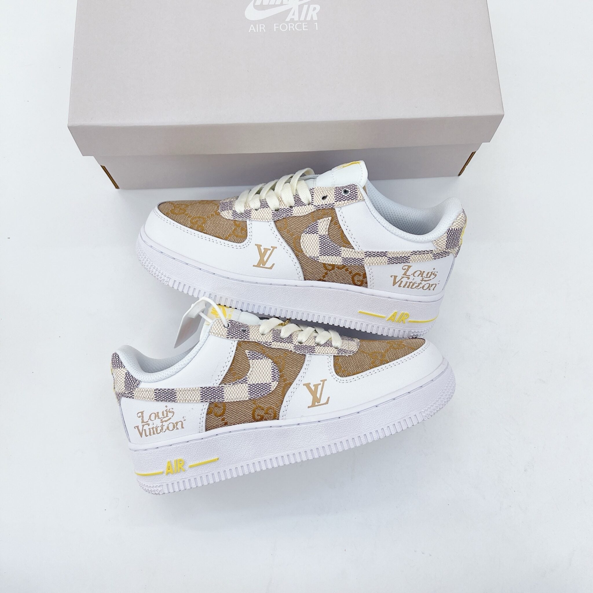 LV x Nike Air Force 1 White Brown