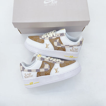 LV x Nike Air Force 1 White Brown
