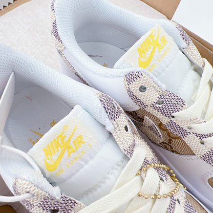 LV x Nike Air Force 1 White Brown