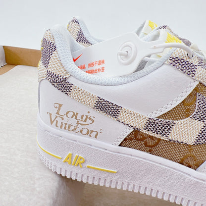LV x Nike Air Force 1 White Brown
