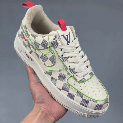 LV x Nike Air Force 1 – Damier Green Outline
