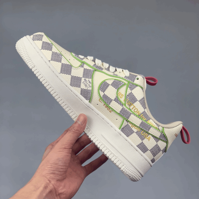 LV x Nike Air Force 1 – Damier Green Outline