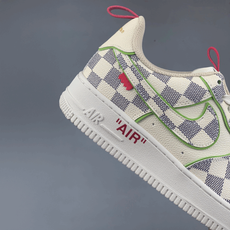 LV x Nike Air Force 1 – Damier Green Outline