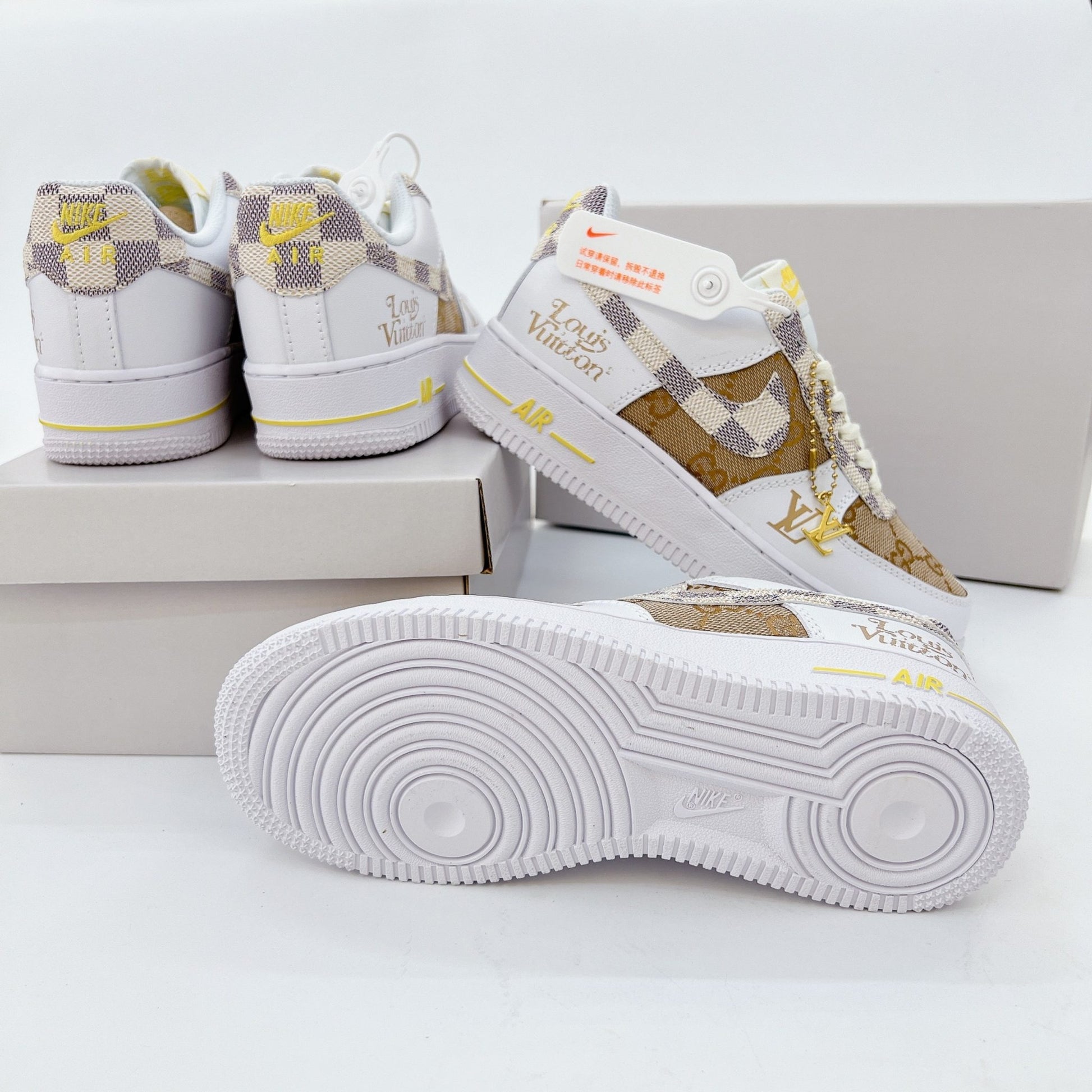 LV x Nike Air Force 1 White Brown