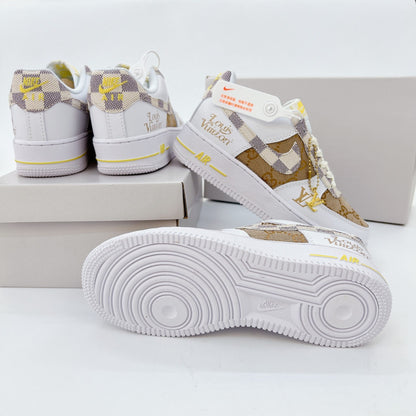 LV x Nike Air Force 1 White Brown