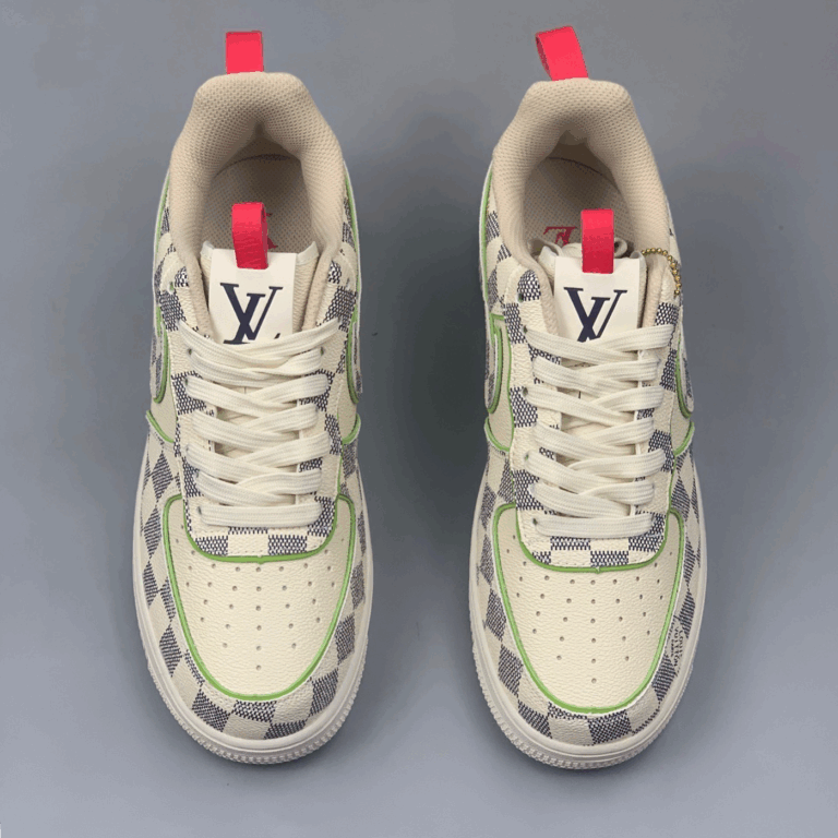 LV x Nike Air Force 1 – Damier Green Outline