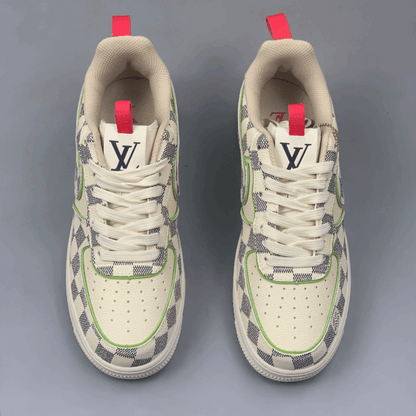 LV x Nike Air Force 1 – Damier Green Outline