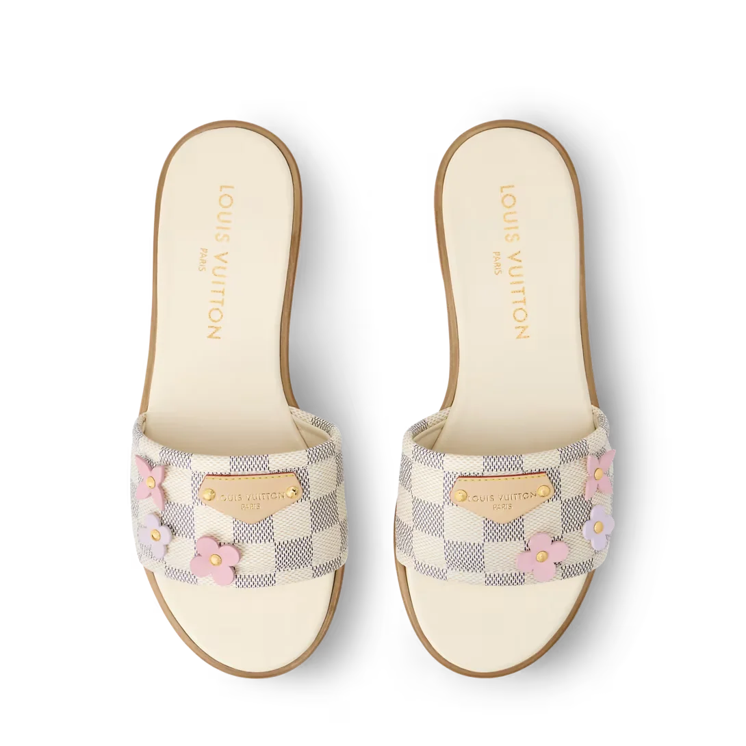 LV Lily Flat Mule Beige Damier Azur Canvas