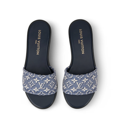 LV Lily Flat Mule Blue