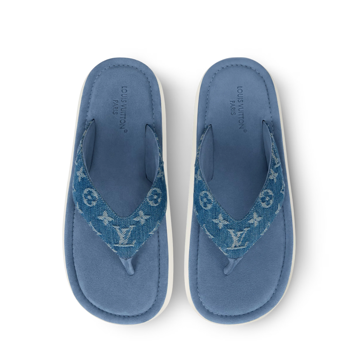 LV Flip Thong Blue Monogram denim