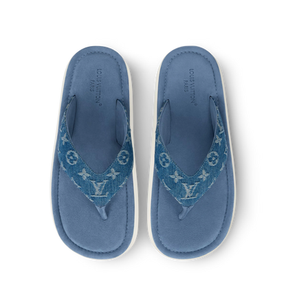 LV Flip Thong Blue Monogram denim